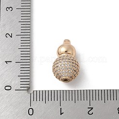 Brass Silver Micro Pave Clear Cubic Zirconia Screw Clasps&nbsp;KK-U052-40G