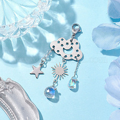 304 Stainless Steel Cloud & Star & Sun Hanging Ornaments&nbsp;HJEW-TA00180