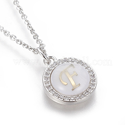 Brass Initial Pendant Necklaces&nbsp;NJEW-I230-24P-F