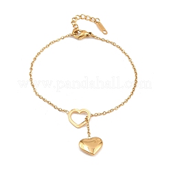 Heart 304 Stainless Steel Link & Charm Bracelets for Women&nbsp;BJEW-A146-02G