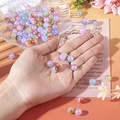 100Pcs UV Plating Iridescent Two Tone Acrylic Beads&nbsp;OACR-TA0002-99