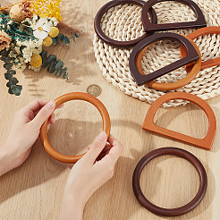 8Pcs 4 Styles Wooden Round & D Ring Shape Purse Handles&nbsp;AJEW-UN0002-79