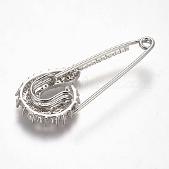 Brass Micro Pave Cubic Zirconia Safety Brooch&nbsp;JEWB-I010-17P
