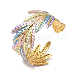 304 Stainless Steel Enamel Cuff Bangles for Women&nbsp;BJEW-F518-07G