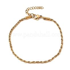 304 Stainless Steel Rope Chain Bracelets for Women&nbsp;BJEW-P395-01G