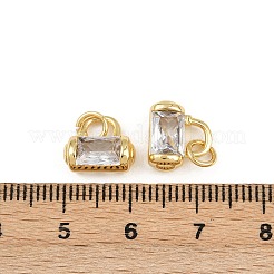 Brass Micro Pave Clear Cubic Zirconia Charms&nbsp;KK-A269-37G