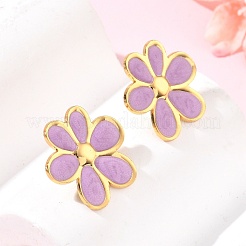 304 Stainless Steel Enamel Flower Stud Earrings & Pendant Necklaces Sets for Women&nbsp;SA-CBA46AF-19G