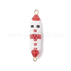 3Pcs 3 Styles Glass Seed Beaded Christmas Santa Claus Deer Snowman Links Connector Charms&nbsp;PALLOY-MZ00917