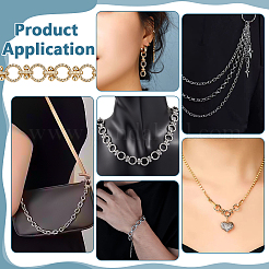 Zinc Alloy Textured Round Ring Link Bag Chains&nbsp;DIY-PH0036-44