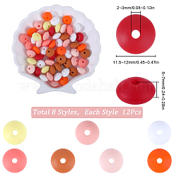 96Pcs 12 Colors Food Grade Eco-Friendly Silicone Abacus Beads&nbsp;SIL-SC0001-87B