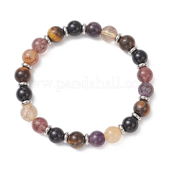 2Pcs Natural Auralite & Black Onyx & Tiger Eye Beads Stretch Bracelets for Women&nbsp;BJEW-JB13152