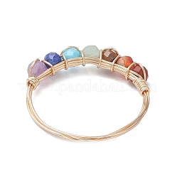 Natural Gemstone Chakra Finger Rings&nbsp;RJEW-JR00949-01