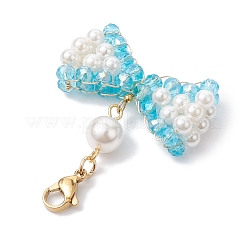 Bowknot Shell Pearl & Glass Pendants Decorations&nbsp;HJEW-TA00218