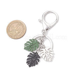 Tropical Leaf Baking Paint Alloy Pendant Keychains&nbsp;KEYC-JKC01270-02
