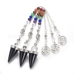 Chakra Jewelry Natural Mixed Stone Cone Dowsing Pendulums&nbsp;G-G771-E
