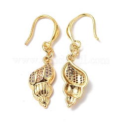 Colorful Cubic Zironia Conch Shape Dangle Earrings&nbsp;EJEW-B017-20G