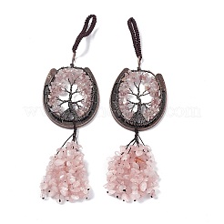 Natural Rose Quartz Chip Tree of Life Pendants Decoration&nbsp;G-F733-06B
