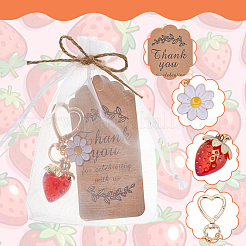 30Pcs Strawberry with Daisy Alloy Enamel Pendant Keychains&nbsp;KEYC-WA0001-05