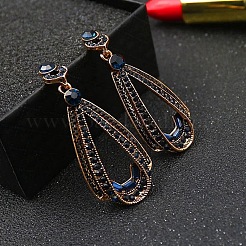 Flat Round with Teardrop Alloy Rhinestone Dangle Stud arrings&nbsp;FS-WG44AEC-01