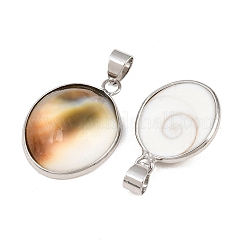 Brass Pave Natural Shell Pendants&nbsp;KK-H002-01P