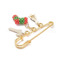 Christmas Handmade Glass Seed Bead & Enamel Pendants Brooches&nbsp;JEWB-MZ00007