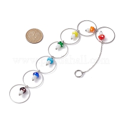 Chakra Mushroom Handmade Lampwork Pendant Decorations&nbsp;HJEW-JM01648-01