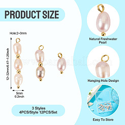 12Pcs 3 Styles Natural Cultured Freshwater Pearl Rice Pendants&nbsp;PALLOY-TA00378