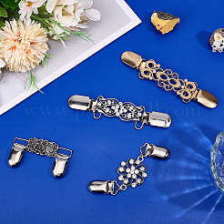 4Pcs 4 Styles Rectangle Zinc Alloy & Iron & Rhinestone Cardigan Clips&nbsp;AJEW-GF0010-43