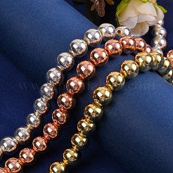 3 Strands 3 Colors Electroplate Non-magnetic Synthetic Hematite Beads Strands&nbsp;G-SZ0001-23