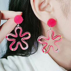Flower Acrylic Dangle Stud Earrings&nbsp;FS-WG333B2-04