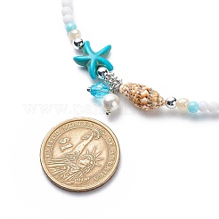 4Pcs 4 Style Natural Pearl & Shell & Dyed Synthetic Turquoise Beaded Necklaces Set&nbsp;NJEW-JN04039