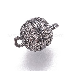 Brass Micro Pave Cubic Zirconia Magnetic Clasps with Loops&nbsp;ZIRC-G097-01