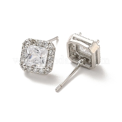 Clear Cubic Zirconia Square Stud Earrings&nbsp;EJEW-K093-19P