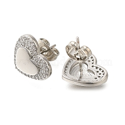 Brass Pave Clear Cubic Zirconia Stud Earrings&nbsp;EJEW-M088-04P