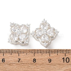 Brass Pave Cubic ZirconiaSquare with Flower Multi-Strand Links&nbsp;KK-K422-04S-02