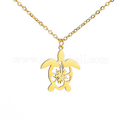 Ocean 304 Stainless Steel Hollow Floral Turtle Pendant Necklaces for Women&nbsp;WG89907-02