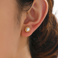 Stainless Steel Flat Round Stud Earrings&nbsp;YB1326