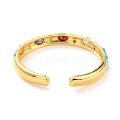 Colorful Cubic Zirconia Cuff Bangle&nbsp;BJEW-D448-27G-RS