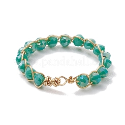 Glass Beads Finger Ring&nbsp;RJEW-JR00677