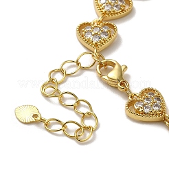Rack Plating Brass Micro Pave Clear Cubic Zirconia Link Bracelets&nbsp;KK-R158-16B-G