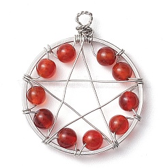 Copper Wire Wrapped Natural Gemstone Beaded Pendants&nbsp;PALLOY-JF02804