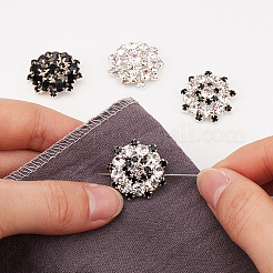 12Pcs 3 Colors 1-Hole Alloy Rhinestone Shank Buttons&nbsp;BUTT-GF0003-64