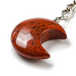 Reiki Natural & Synthetic Mixed Gemstone Moon Pendant Keychains&nbsp;KEYC-P015-01P