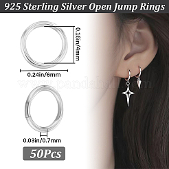 50Pcs 925 Sterling Silver Open Jump Rings&nbsp;STER-BBC0006-18C