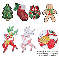 20Pcs 5 Style Computerized Embroidery Cloth Iron on/Sew on Sequins Patches&nbsp;DIY-GF0005-73