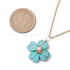 Synthetic Turquoise Clover Pendant Necklaces&nbsp;NJEW-JN05132-03
