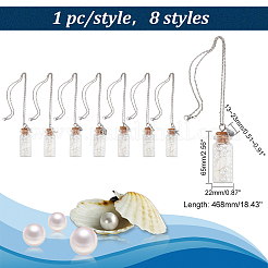 8Pcs 8 Style Glass Sea Wish Bottle with Natural Trumpet Shell Pendant Necklaces Set&nbsp;NJEW-AB00005