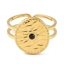 Ion Plating(IP) 304 Stainless Steel Open Cuff Ring for Women&nbsp;RJEW-F166-07G-02
