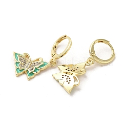 Butterfly Real 18K Gold Plated Brass Dangle Leverback Earrings&nbsp;EJEW-L268-035G-02