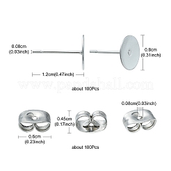 100Pcs 304 Stainless Steel Stud Earring Findings&nbsp;STAS-YW0001-43C